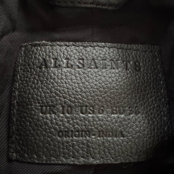 EUC AllSaints Ayers Slim Fit Leather Biker Moto Jacket Black, Size US 6 - Picture 9 of 10